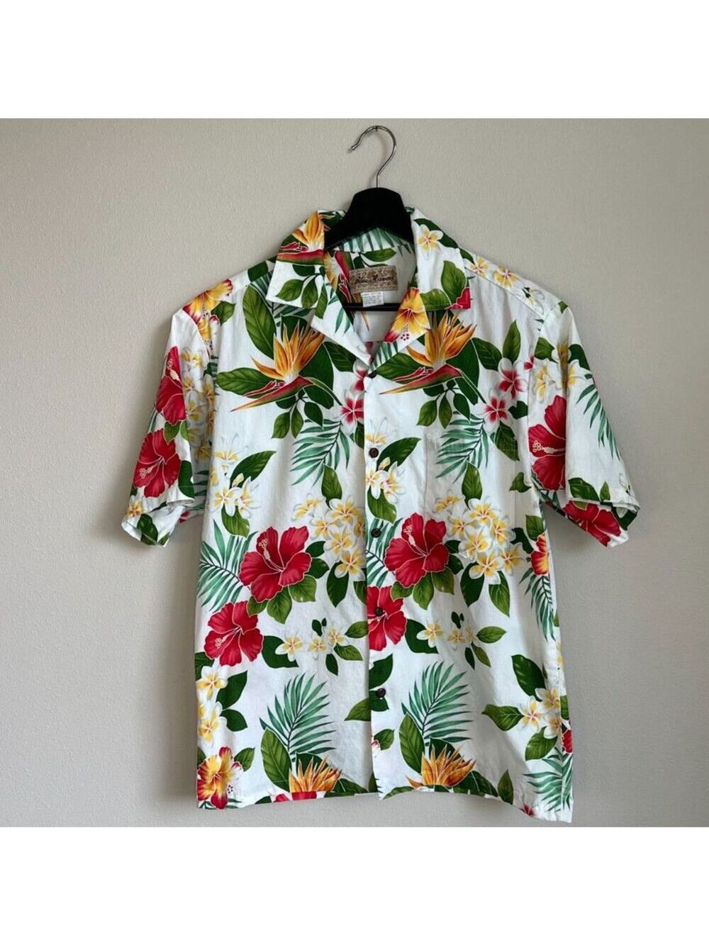 VINTAGE BLUE HAWAII 100% Cotton Button Up Hawiian Shirt Size M